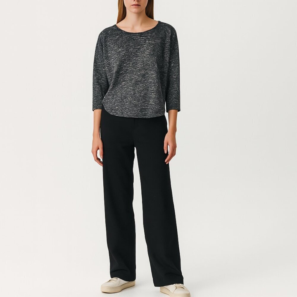 H&M Black Gray Marled Knit Top M Minimalist Cozy